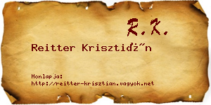 Reitter Krisztián névjegykártya